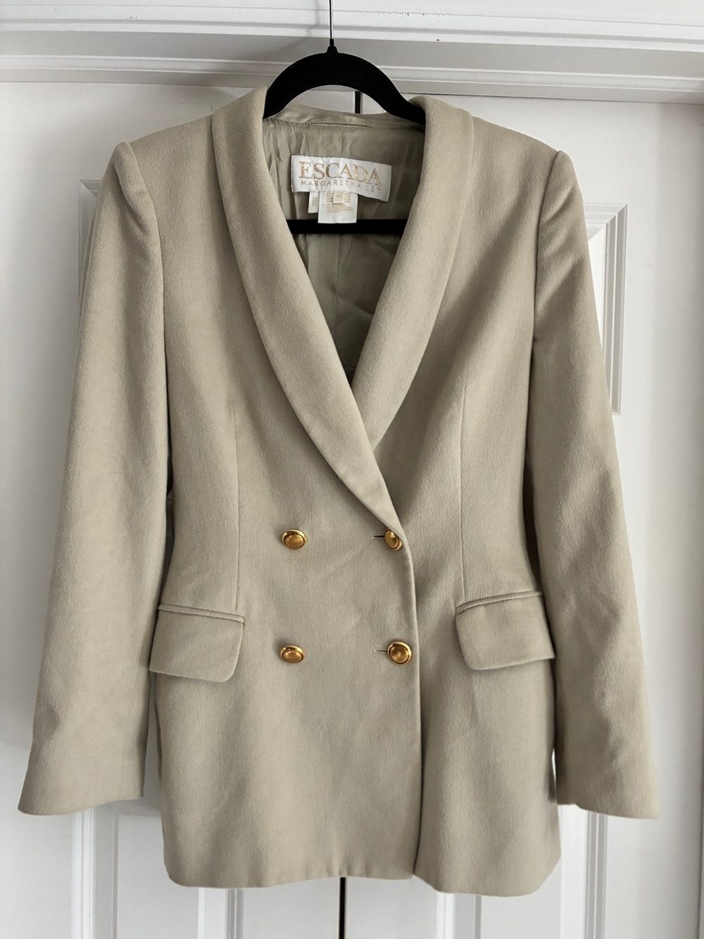 Vintage Escada Piacenza Angora Wool Blazer Coat Neutral size 36